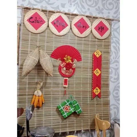 Mành cọ trang trí, mành cọ làm phông nền decor tết