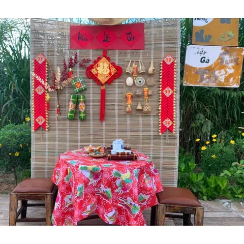 Mành cọ trang trí, mành cọ làm phông nền decor tết