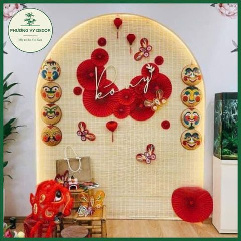Mành Tăm Trắng Đỏ Trang Trí Phông Nền Chụp Ảnh Trung Thu Tết - Decor Phương Vy Chất Lượng Cao, Đặt Kích Thước Theo Yêu Cầu