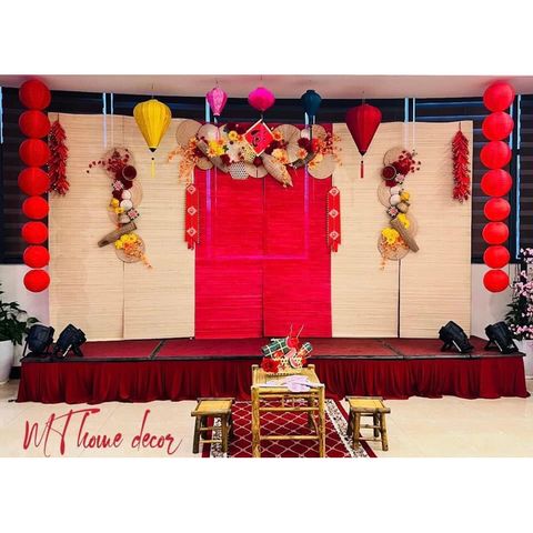 Mành Tăm Trắng Đỏ Trang Trí Phông Nền Chụp Ảnh Trung Thu Tết - Decor Phương Vy Chất Lượng Cao, Đặt Kích Thước Theo Yêu Cầu