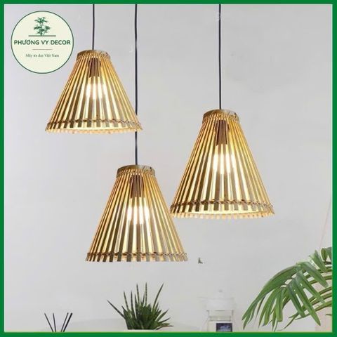 Combo 3 Chao Đèn Thả Trần Hình Nơm Xòe - Trang Trí Nhà Cửa, Quán Ăn, Homestay - Kiểu Dáng Mộc Mạc, Chất Liệu Mây Tre Thân Thiện Với Môi Trường