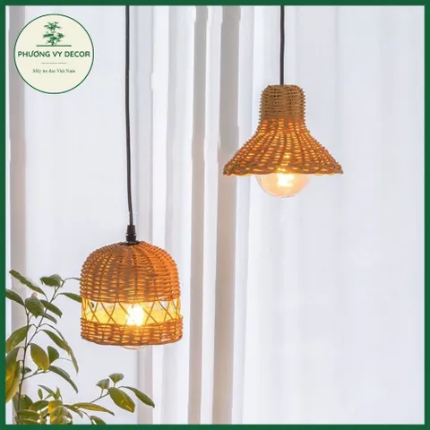 Chao đèn mây tự nhiên nhỏ xinh trang trí nhà cửa - Phong cách mộc mạc vintage cho không gian homestay độc đáo
