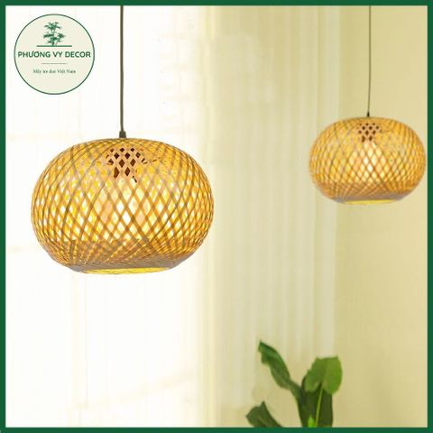Chao Đèn Tre Hình Tròn Trang Trí Homstay - Đèn Mây Đan Thân Thiện Môi Trường, Phong Cách Mộc Mạc Cho Không Gian Ấm Áp