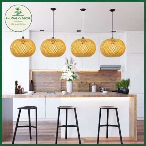 Chao Đèn Tre Hình Tròn Trang Trí Homstay - Đèn Mây Đan Thân Thiện Môi Trường, Phong Cách Mộc Mạc Cho Không Gian Ấm Áp