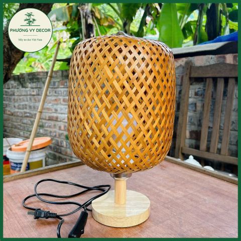 Đèn Ngủ Mây Tre Hình Chữ Nhật - Đèn Bàn Phong Cách Mộc Mạc Tối Giản Trang Trí Nội Thất - Phù Hợp Phòng Khách, Phòng Ngủ