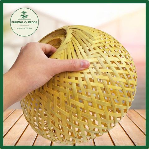 Chao đèn tre hình nấm 2 lớp - Đèn lồng mây tre trang trí nhà cửa, khách sạn, quán cafe - Phương Vy Decor