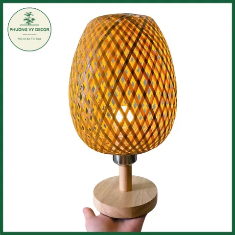 Đèn Ngủ Mây Tre Hình Quả Nhót - Đèn Bàn Trang Trí Phong Cách Mộc Mạc Tối Giản Cho Phòng Khách, Phòng Ngủ