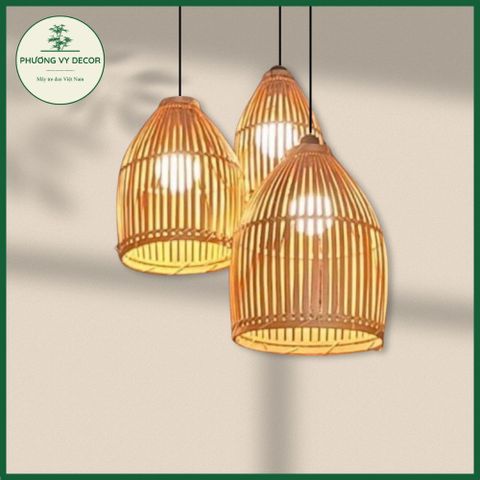 Combo 3 Chao Đèn Thả Trần Nơm Khum Mây Tre - Trang Trí Nhà Cửa, Homestay, Quán Ăn - Kiểu Dáng Xinh Xắn, Thân Thiện Với Môi Trường