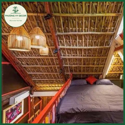 Combo 3 Chao Đèn Thả Trần Nơm Khum Mây Tre - Trang Trí Nhà Cửa, Homestay, Quán Ăn - Kiểu Dáng Xinh Xắn, Thân Thiện Với Môi Trường