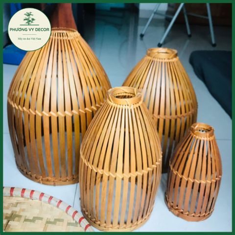 Chao Đèn Nơm Trang Trí Nghệ Thuật Bằng Tre - Đèn Khum Ngoài Trời, Nhiều Kích Cỡ, Thủ Công Tối Giản Cho Nhà Hàng Khách Sạn