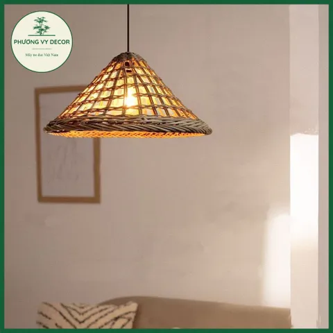Chao Đèn Thả Trần Hình Nón Mây Đan Thưa - Trang Trí Quán Cafe & Nhà Cửa Nghệ Thuật Phương Vy Decor