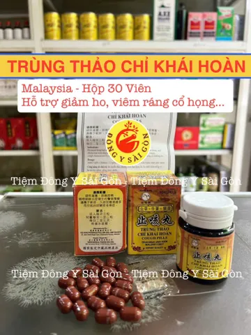 Viên Uống Trùng Thảo Chỉ Khái Hoàn - Hỗ Trợ Hô Hấp, Đau Họng, Chính Hãng Malaysia, Hộp 30 Viên