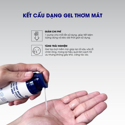 Gel Rửa Mặt Nam Sạch Nhờn, Sáng Da Expert Skincare Premium - Giúp Làm Sạch Da, Ngừa Mụn, Tăng Cường Độ Ẩm Cho Da Nam 150ml