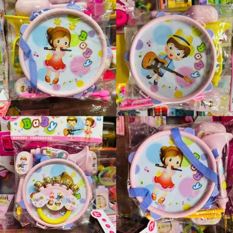 Bộ Đồ Chơi Nhạc Cụ Trống Kèm Cây Gõ, Kèn, Lắc & Xúc Xắc Cho Bé - Phát Triển Khiếu Âm Nhạc & Tư Duy Sáng Tạo
