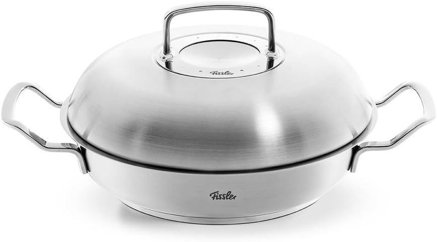 Chảo Fissler Bằng Thép Không Gỉ Hình Tròn - Chảo Bếp Từ Chất Lượng Cao, Thiết Kế Tinh Tế, Dễ Vệ Sinh, Được Sản Xuất Tại Đức