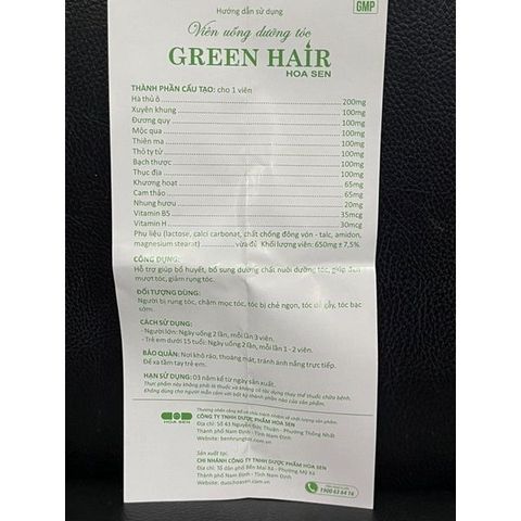 Viên Uống Green Hair Hoa Sen 60 Viên - Nuôi Dưỡng Tóc, Giảm Gãy Rụng, Hỗ Trợ Mọc Tóc Khỏe Mạnh Từ Gốc Đến Ngọn