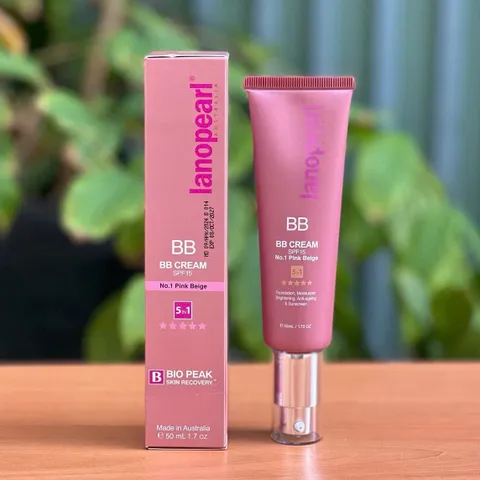 Kem Nền Lanopearl BB Cream SPF 15 Pink Beige 50mL - Dưỡng Ẩm, Chống Nắng, Trắng Da, 5in1, Giúp Làn Da Khỏe Mạnh