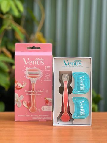 Dao cạo Gillette Venus Comfortglide 3 lưỡi - Hương trà trắng, dễ dàng thay đầu cạo, thân thiện với da nhạy cảm cho phụ nữ