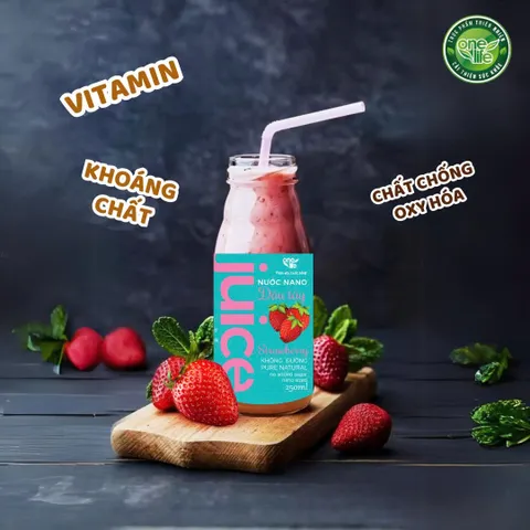 Nước Ép Dâu Tây Tươi Không Đường, Không Chất Bảo Quản - Detox Giảm Cân Làm Đẹp Da Từ Thiên Nhiên OneLife