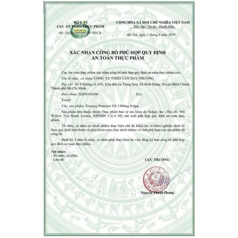 Viên Uống Evening Primrose Oil Solgar Tinh Dầu Hoa Anh Thảo - Giúp Cân Bằng Nội Tiết Tố & Dưỡng Da Cho Phụ Nữ [Lọ 60 viên]
