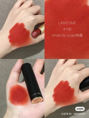 Son Lancôme 196 Đỏ Cam Cháy Mini Nobox - Son Môi Sang Trọng Dưỡng Ẩm, Độ Bám Màu Cao, Phù Hợp Mọi Tình Huống
