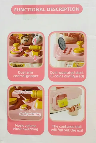 Máy Gắp Gấu Bông 668-121 RABBIT DOLL - Đồ Chơi Giải Trí Pin Sạc Cho Trẻ Em, Kích Thích Khả Năng Tập Trung & Sáng Tạo