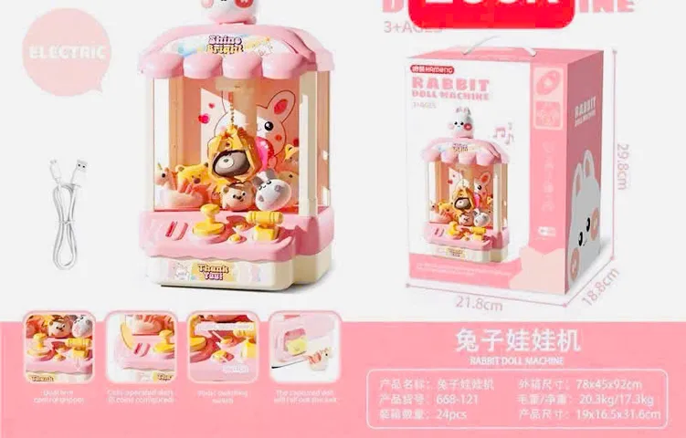Máy Gắp Gấu Bông 668-121 RABBIT DOLL - Đồ Chơi Giải Trí Pin Sạc Cho Trẻ Em, Kích Thích Khả Năng Tập Trung & Sáng Tạo