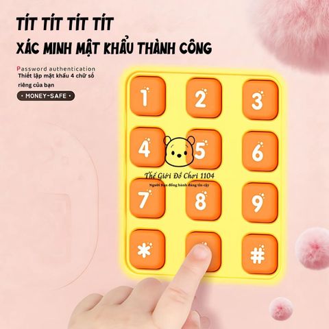 Két Sắt Mini Thông Minh Kuromi, Melody, Labubu - Ống Heo Có Khóa Vân Tay, Quẹt Thẻ, Âm Nhạc Vui Nhộn, Đèn LED Màu Sắc