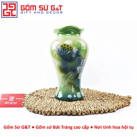 Lọ Hoa Chân Đèn Vẽ 3D Sen Gốm Sứ G&T - Trang Trí Nhà Cửa Sang Trọng và Tinh Tế, Biểu Tượng Thanh Khiết Thiên Nhiên