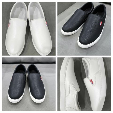 Giày Sneaker Lười Nam Đen/Trắng Da PU Thời Trang Mẫu Mới - Phong Cách Hiện Đại Dễ Phối Đồ, Giày Sục Thoải Mái Chất Lượng Cao