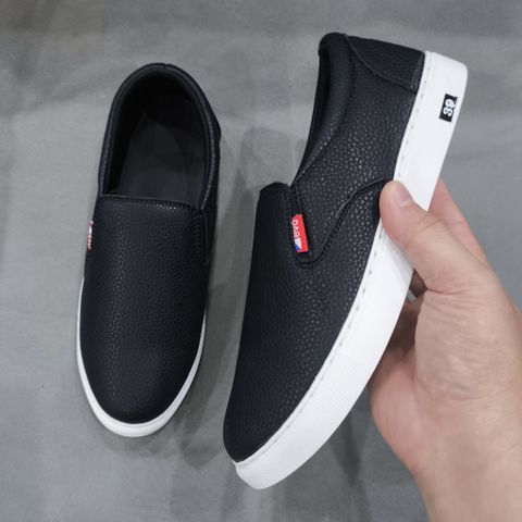Giày Sneaker Lười Nam Đen/Trắng Da PU Thời Trang Mẫu Mới - Phong Cách Hiện Đại Dễ Phối Đồ, Giày Sục Thoải Mái Chất Lượng Cao