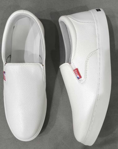 Giày Sneaker Lười Nam Đen/Trắng Da PU Thời Trang Mẫu Mới - Phong Cách Hiện Đại Dễ Phối Đồ, Giày Sục Thoải Mái Chất Lượng Cao