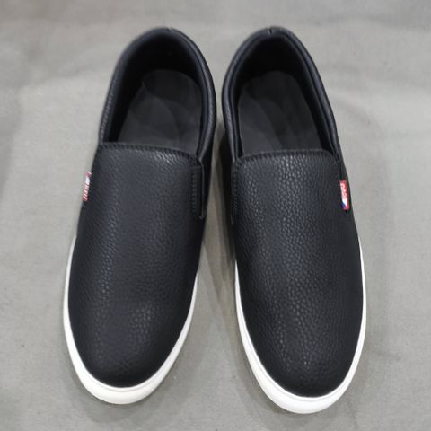 Giày Sneaker Lười Nam Da PU Đen - Thời Trang Mới, Đơn Giản, Lịch Sự, Phong Cách Dễ Phối Đồ - Giày Sục Thể Thao Nam