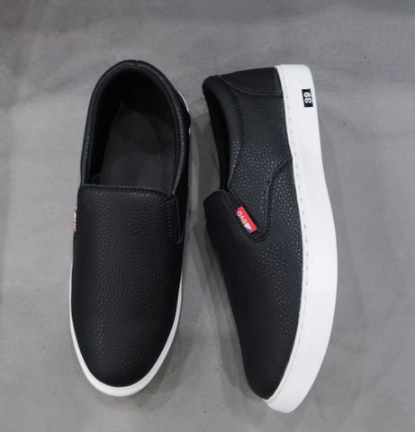 Giày Sneaker Lười Nam Đen Da PU Thời Trang - Mẫu Mới Đơn Giản, Lịch Sự, Dễ Phối Đồ, Giày Sục Cao Cấp cho Mọi Dòng Thời Trang