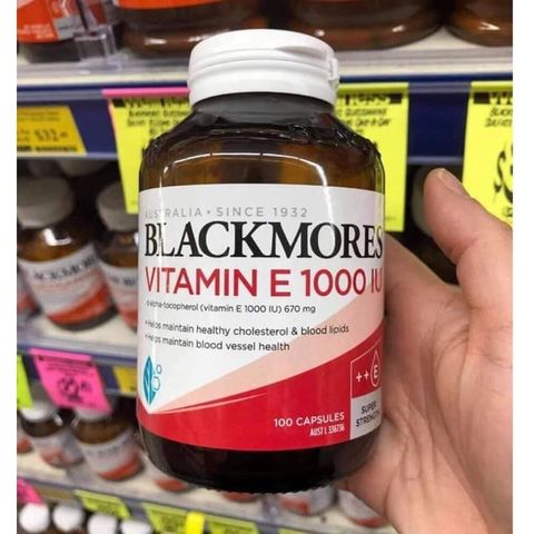 Viên uống Blackmores Vitamin E 1000IU 100 viên - Dưỡng da, tăng cường sức khỏe, bảo vệ tế bào, sản phẩm từ Úc