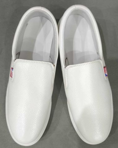 Giày Sneaker Lười Nam Trắng Da PU Thời Trang - Mẫu Mới Đơn Giản Lịch Sự Dễ Phối Đồ, Giày Sục Cao Cấp Cho Phái Đẹp