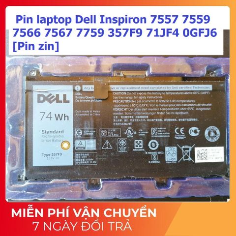 Pin Laptop Dell Inspiron 7557/7559/7566/7567/7759 - Pin Zin Chính Hãng 74Wh, Đen - Linh Kiện Laptop Uy Tín