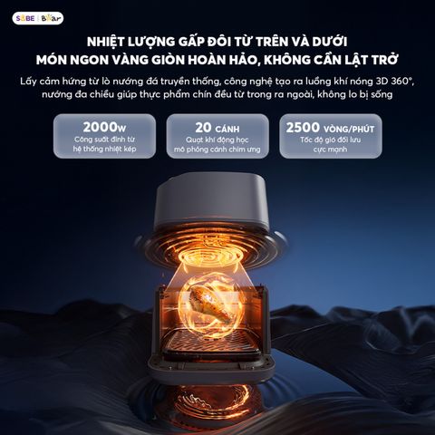 Nồi Chiên Không Dầu Bear 6L AF-5H19I45 - Công Nghệ Nướng Nhanh 230°C, Bảo Quản Độ Ẩm Tuyệt Đối, Dùng Cho Gia Đình 4-6 Người