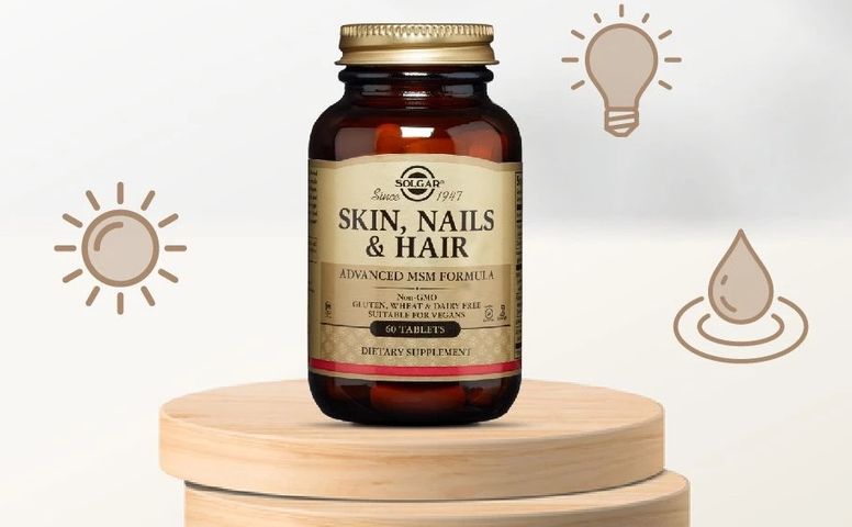 Viên Uống Solgar MSM Skin, Nails & Hair - Hỗ Trợ Đẹp Da, Chắc Móng, Giảm Rụng Tóc [Lọ 60 Viên]