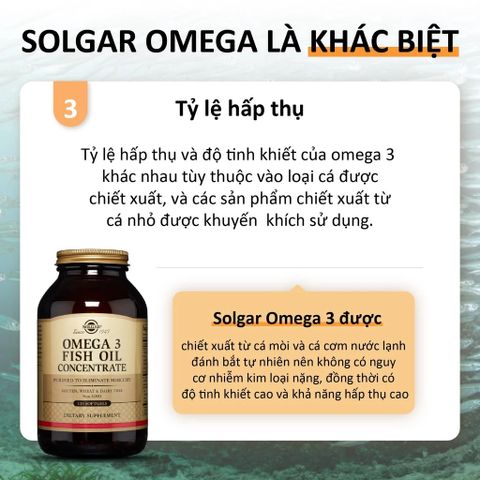 Viên Uống Solgar Fish Oil Concentrate 1000mg - Dầu Cá Omega 3 Bổ Não, Sáng Mắt, Hỗ Trợ Tim Mạch (Hộp 120 Viên)