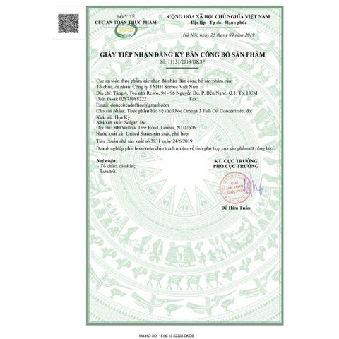 Viên Uống Solgar Fish Oil Concentrate 1000mg - Dầu Cá Omega 3 Bổ Não, Sáng Mắt, Hỗ Trợ Tim Mạch (Hộp 120 Viên)