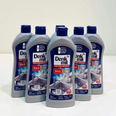 Dung Dịch Tẩy Rửa Inox Đánh Bóng Denkmit 3in1 300ml - Loại Bỏ Cặn Bẩn và Dầu Mỡ, Bảo Vệ Thiết Bị Kim Loại Chính Hãng Đức