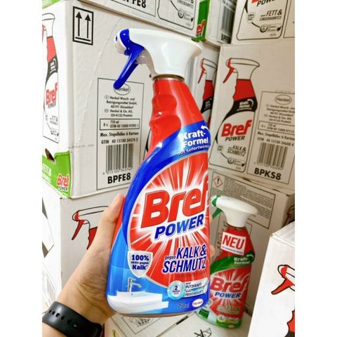 Chai Xịt Vệ Sinh Bref Power 750ml - Tẩy Cặn Canxi Inox và Kính, Sản Phẩm Hàng Đức Chính Hãng, Dễ Dàng Sử Dụng