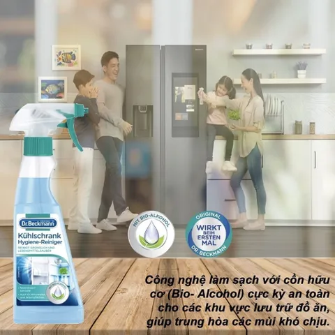 Chai Xịt Vệ Sinh Tủ Lạnh Dr Beckmann 250ml - Dung Dịch Làm Sạch Đa Năng An Toàn và Hiệu Quả cho Tủ Lạnh, Lò Vi Sóng, Bề Mặt Chế Biến Thực Phẩm