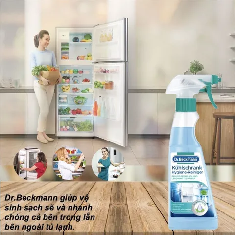 Chai Xịt Vệ Sinh Tủ Lạnh Dr Beckmann 250ml - Dung Dịch Làm Sạch Đa Năng An Toàn và Hiệu Quả cho Tủ Lạnh, Lò Vi Sóng, Bề Mặt Chế Biến Thực Phẩm