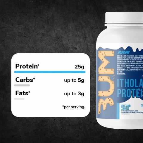 Bột Sữa Đạm RAW BUM Itholate Protein Hỗ Trợ Tăng Cơ Xây Dựng Cơ Bắp (Hộp 890 gram) - YoungFit