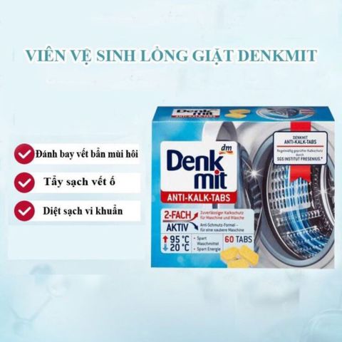Viên tẩy lồng máy giặt Denkmit Đức – Tẩy cặn vôi, khử mùi, giảm khuẩn, bảo vệ máy giặt bền sạch