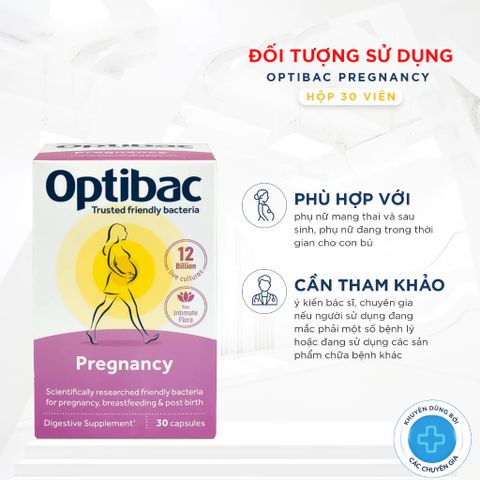 Men Vi Sinh Optibac Pregnancy - Cải Thiện Tiêu Hóa Cho Mẹ Bầu & Cho Con Bú | Hỗ Trợ Miễn Dịch, 30 Viên Vegan, Không Gluten