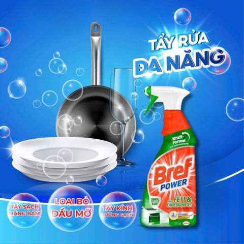 Chai Xịt Tẩy Dầu Mỡ Nhà Bếp Bref Power 750ml - Giải Pháp Sạch Bóng Cho Bếp, Lò Nướng và Thiết Bị Nhà Bếp