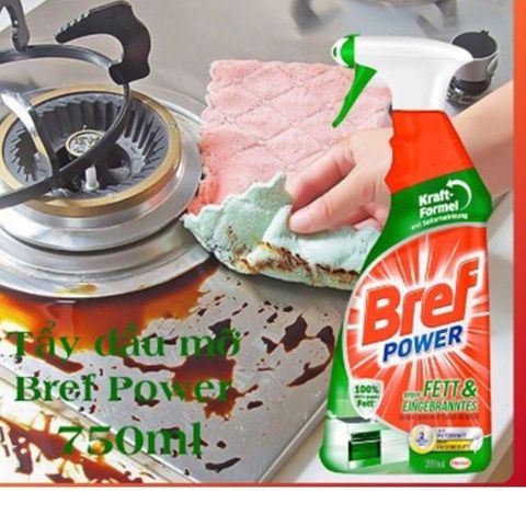 Chai Xịt Tẩy Dầu Mỡ Nhà Bếp Bref Power 750ml - Giải Pháp Sạch Bóng Cho Bếp, Lò Nướng và Thiết Bị Nhà Bếp